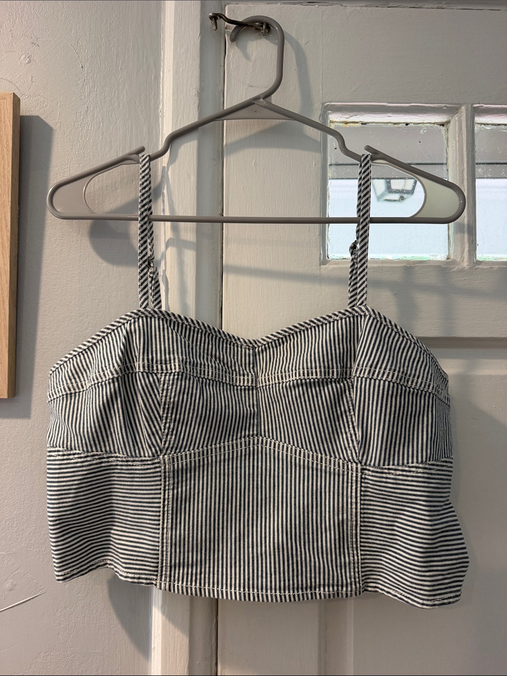Striped Blue & White Cropped Target Tank Top